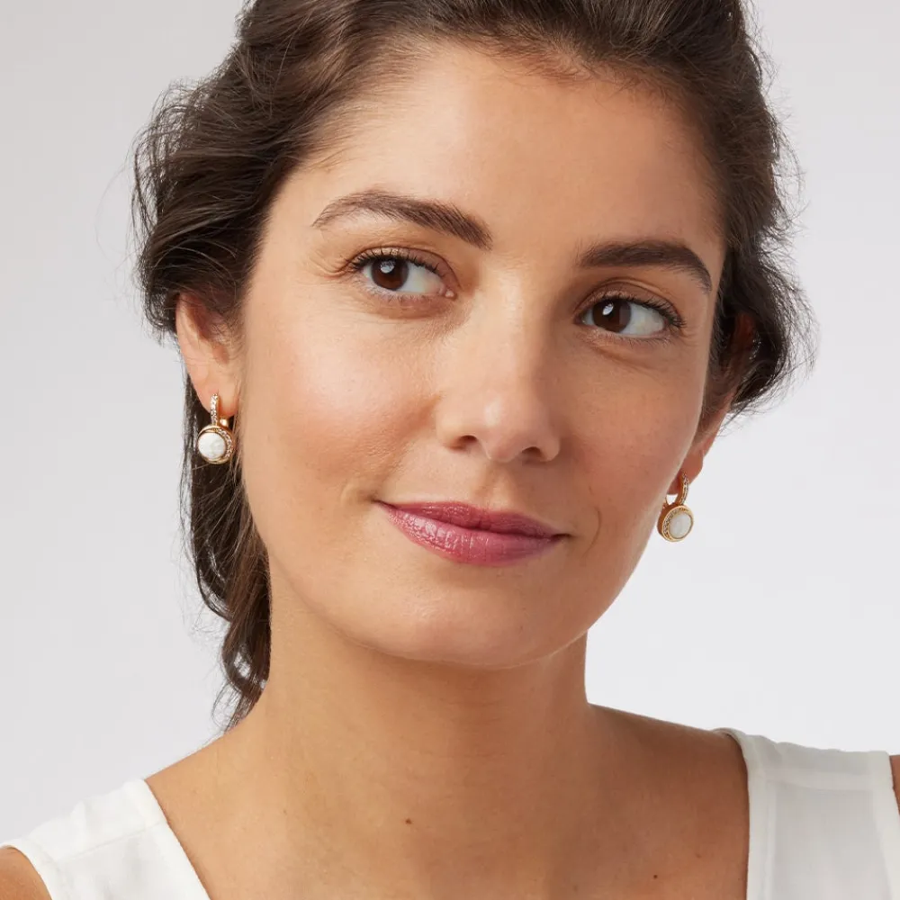 Celestial Symbols Carved Mother-of-Pearl Coin Hoop Earrings*The Met Store Fashion