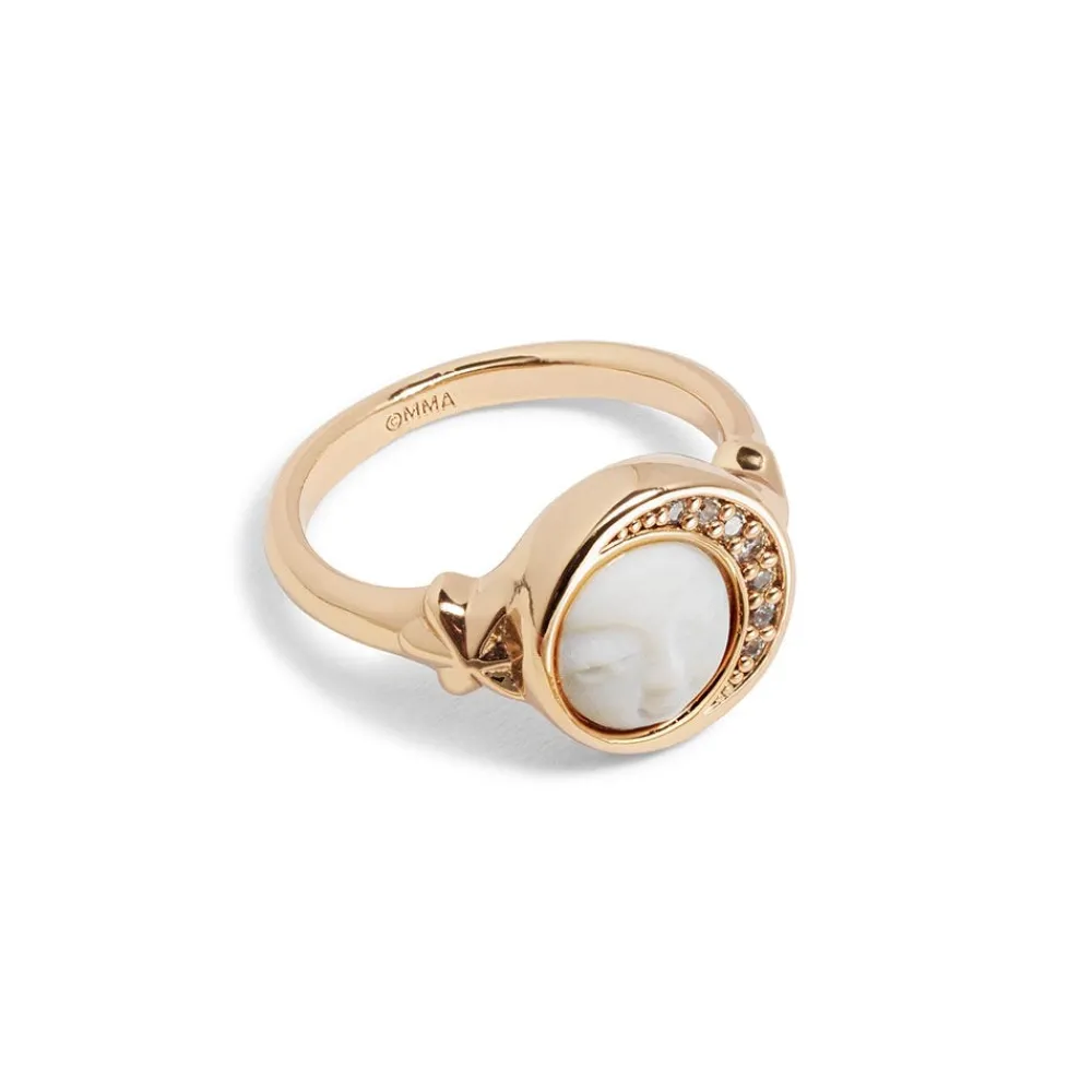 Celestial Symbols Carved Mother-of-Pearl Signet Ring*The Met Store Discount