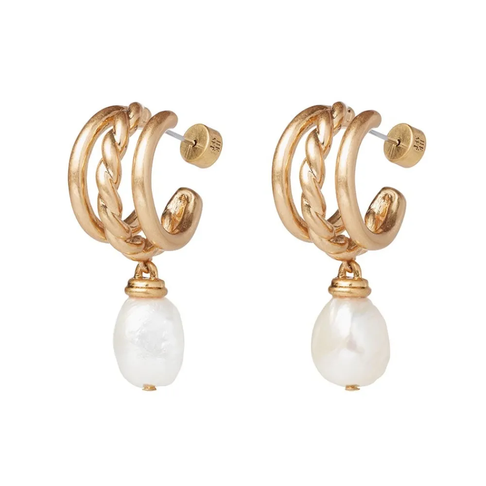 Cypriot Twist Pearl Chain Pendant Necklace and Triple-Hoop Earrings Set*The Met Store Sale