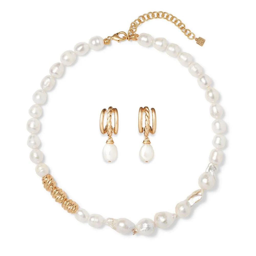 Cypriot Twist Pearl Necklace and Triple-Hoop Earrings Set*The Met Store Discount