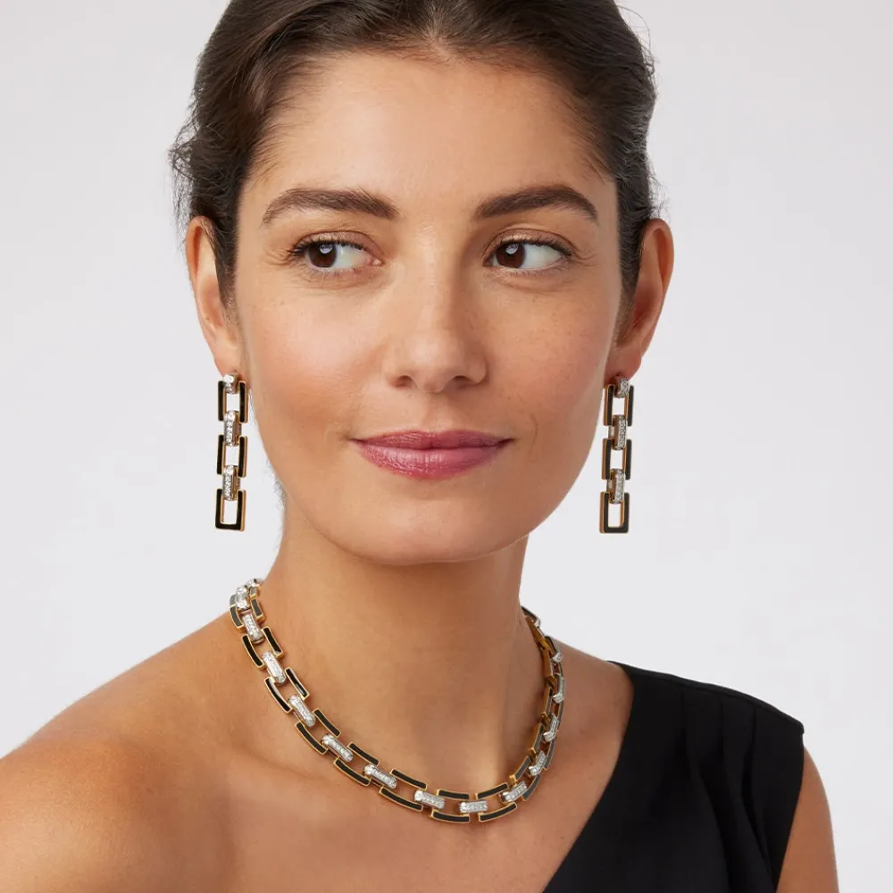 European Buckle Enamel Collar Necklace and Drop Earrings Set*The Met Store Discount