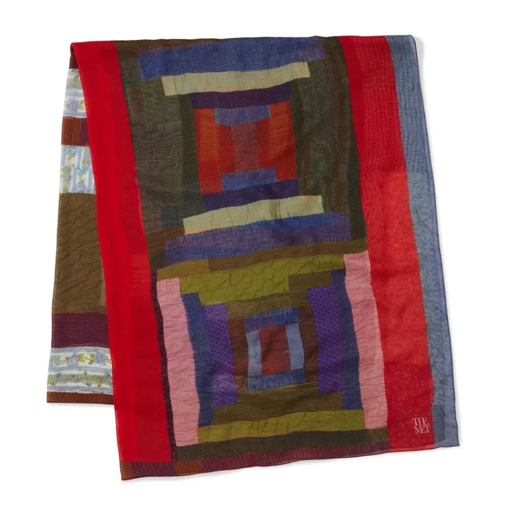 Gee's Bend Pettway Quilt Design Oblong Silk Scarf*The Met Store Cheap