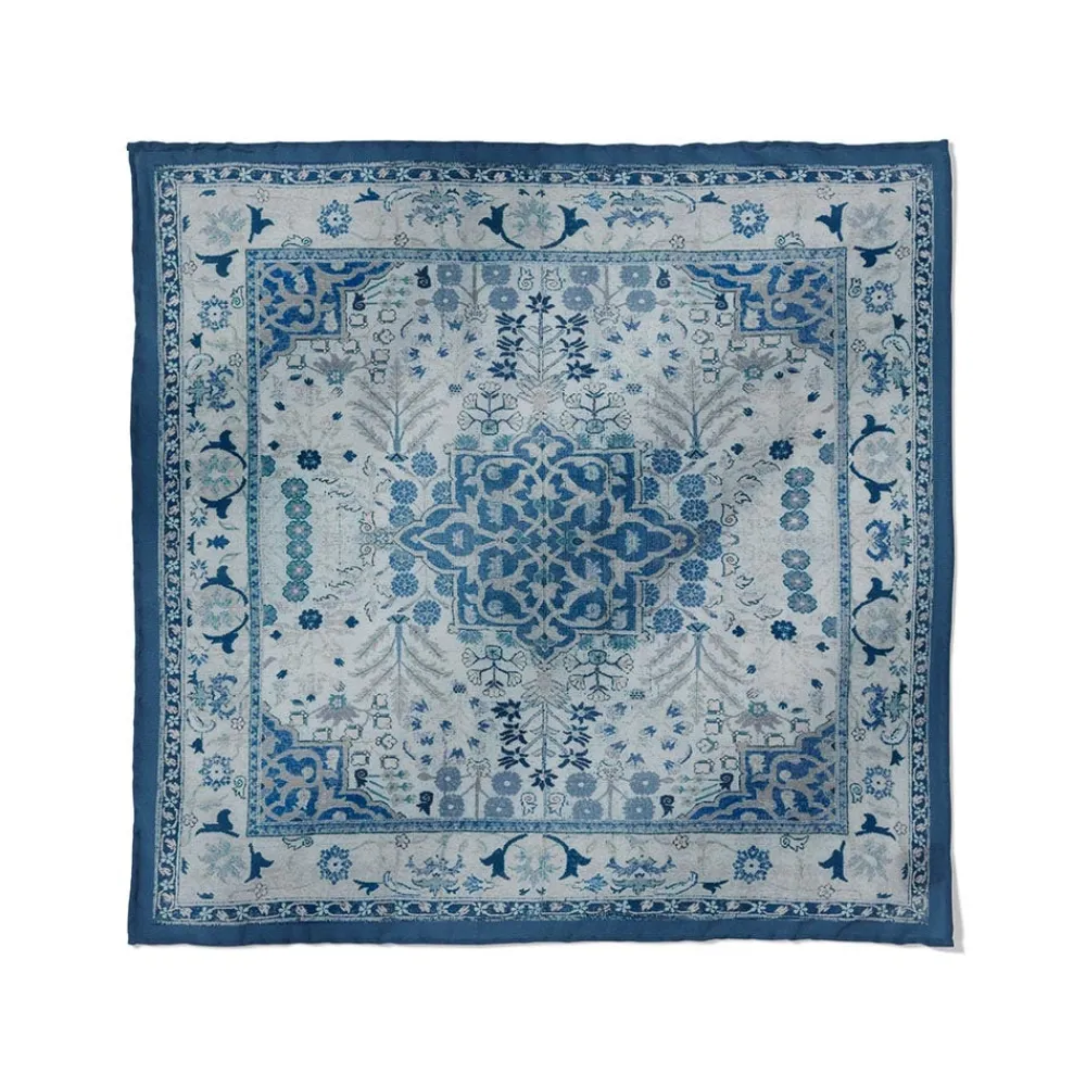 Iranian Vase Carpet Blue Cotton-and-Silk Pocket Square*The Met Store Best Sale