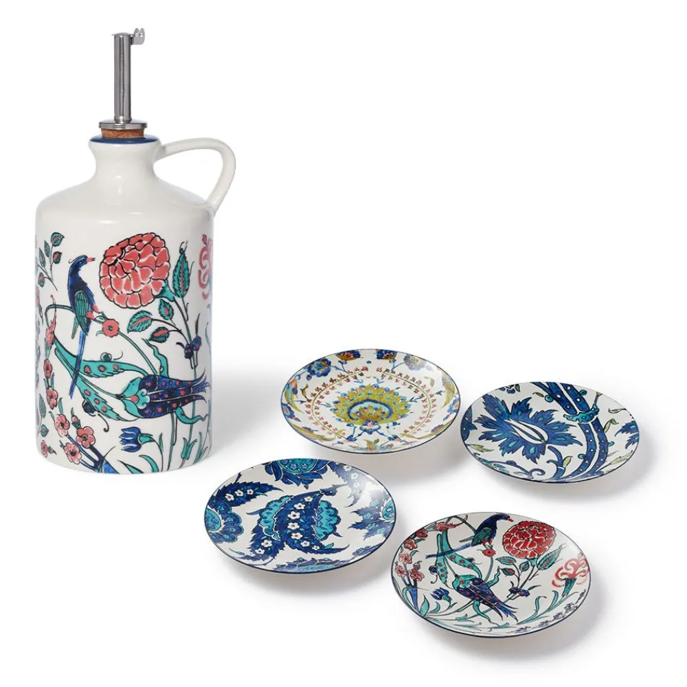 Iznik Garden Oil Cruet and Dipping Bowl Set*The Met Store Best