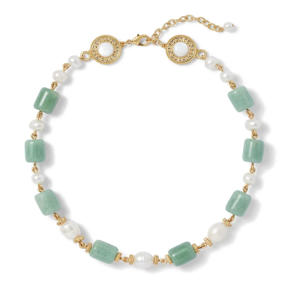 Karavas Gems Large-Bead Aventurine and Pearl Necklace and Drop Earrings Set*The Met Store Outlet