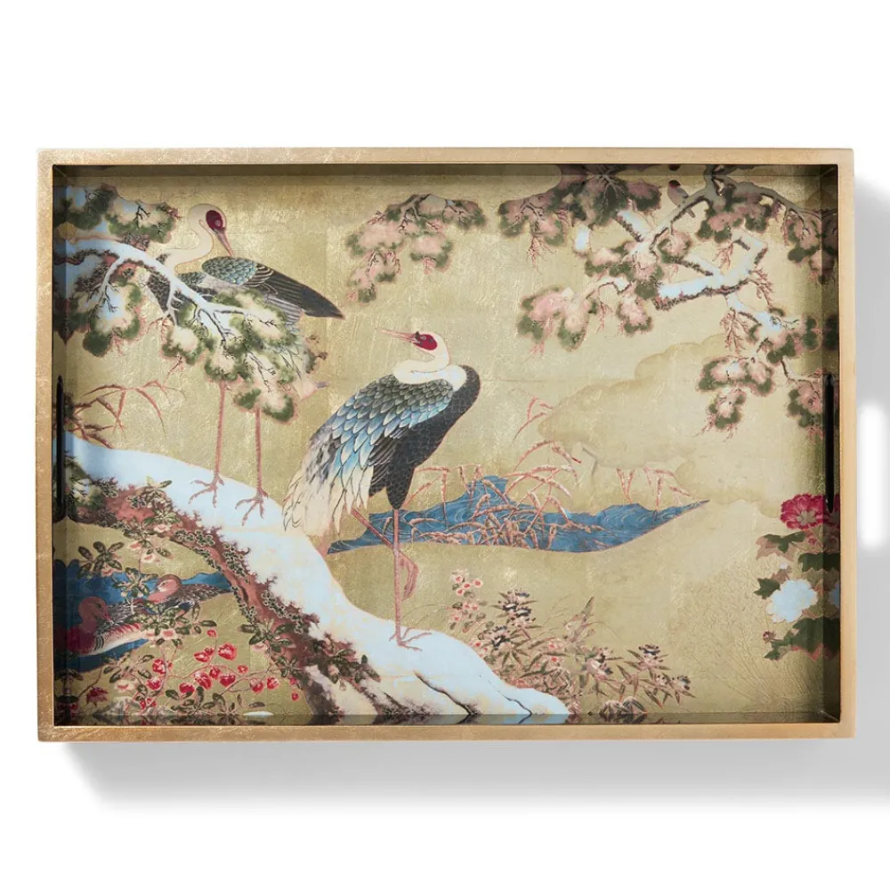 Momoyama Cranes and Flowers Lacquer Tray*The Met Store Best Sale