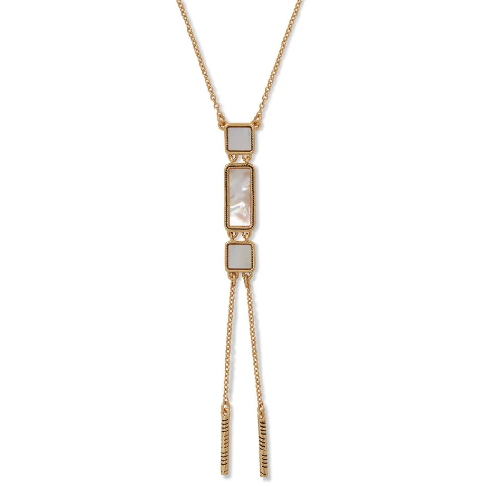 Mother-of-Pearl Tile Double Lariat Necklace*The Met Store Shop