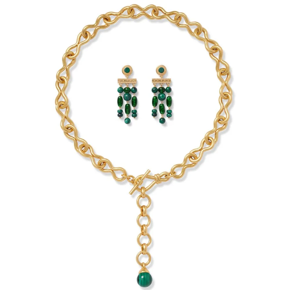 Roman Malachite Statement Necklace and Chandelier Earrings Set*The Met Store Online