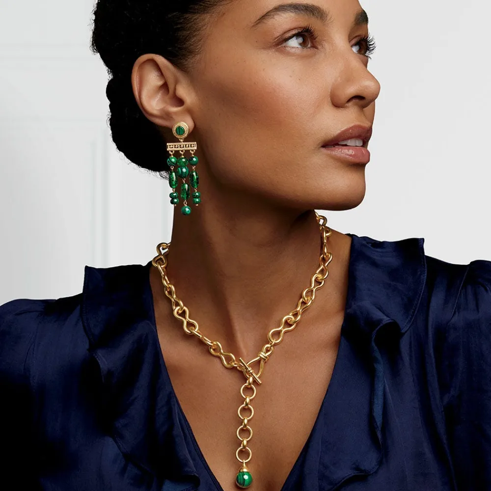 Roman Malachite Statement Necklace and Chandelier Earrings Set*The Met Store Online