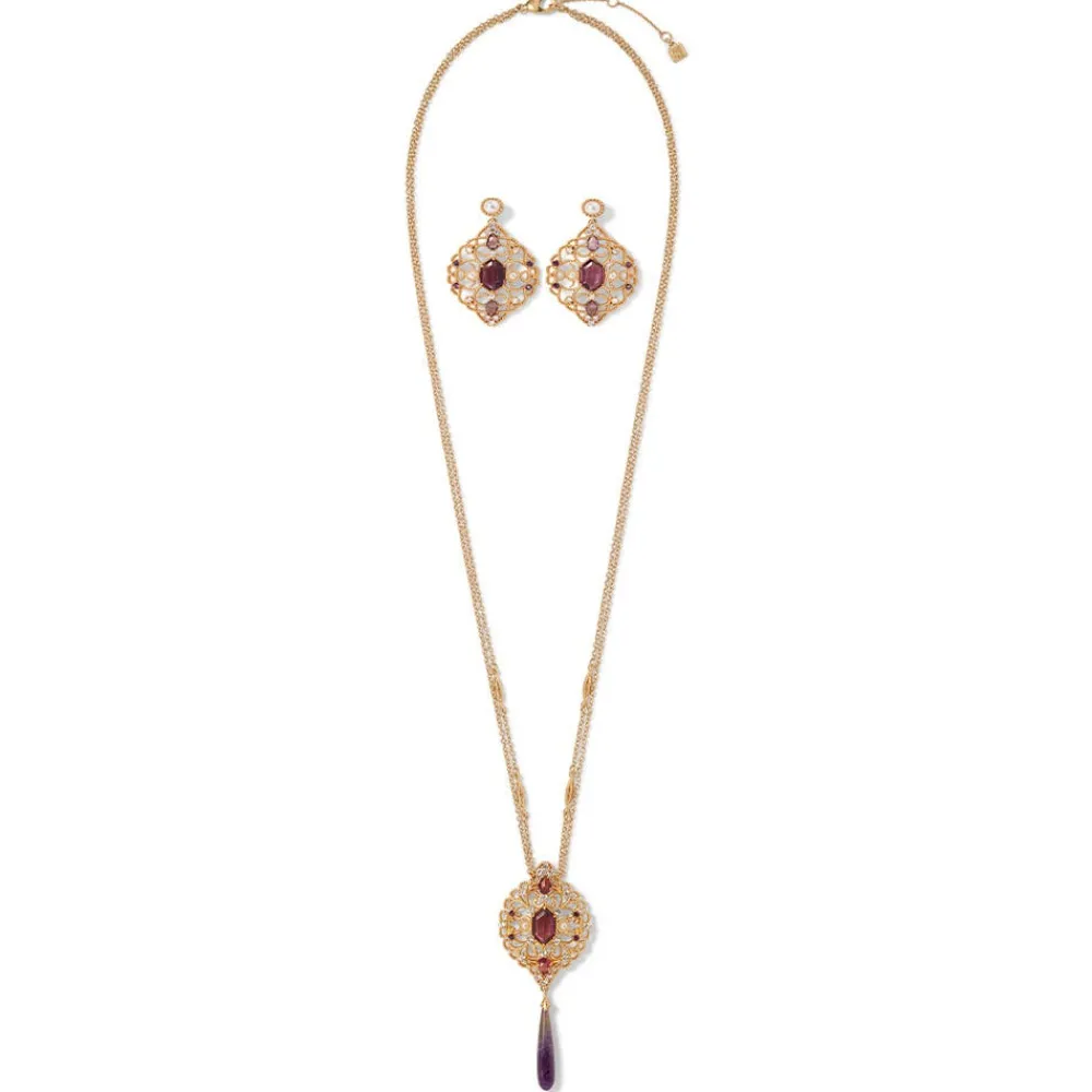 Turkish Amethyst Long Pendant Necklace and Statement Earrings Set*The Met Store Flash Sale