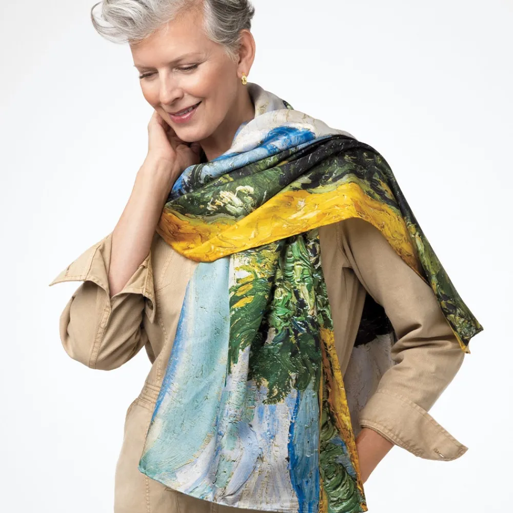 Van Gogh Wheat Field with Cypresses Oversize Oblong Silk Scarf*The Met Store Online