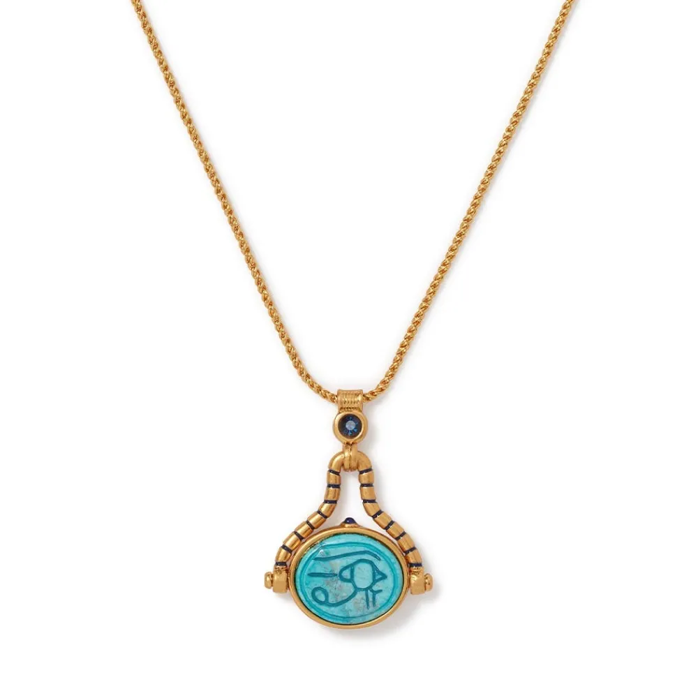 Wedjat Eye Scarab Spinning Pendant Necklace*The Met Store Best